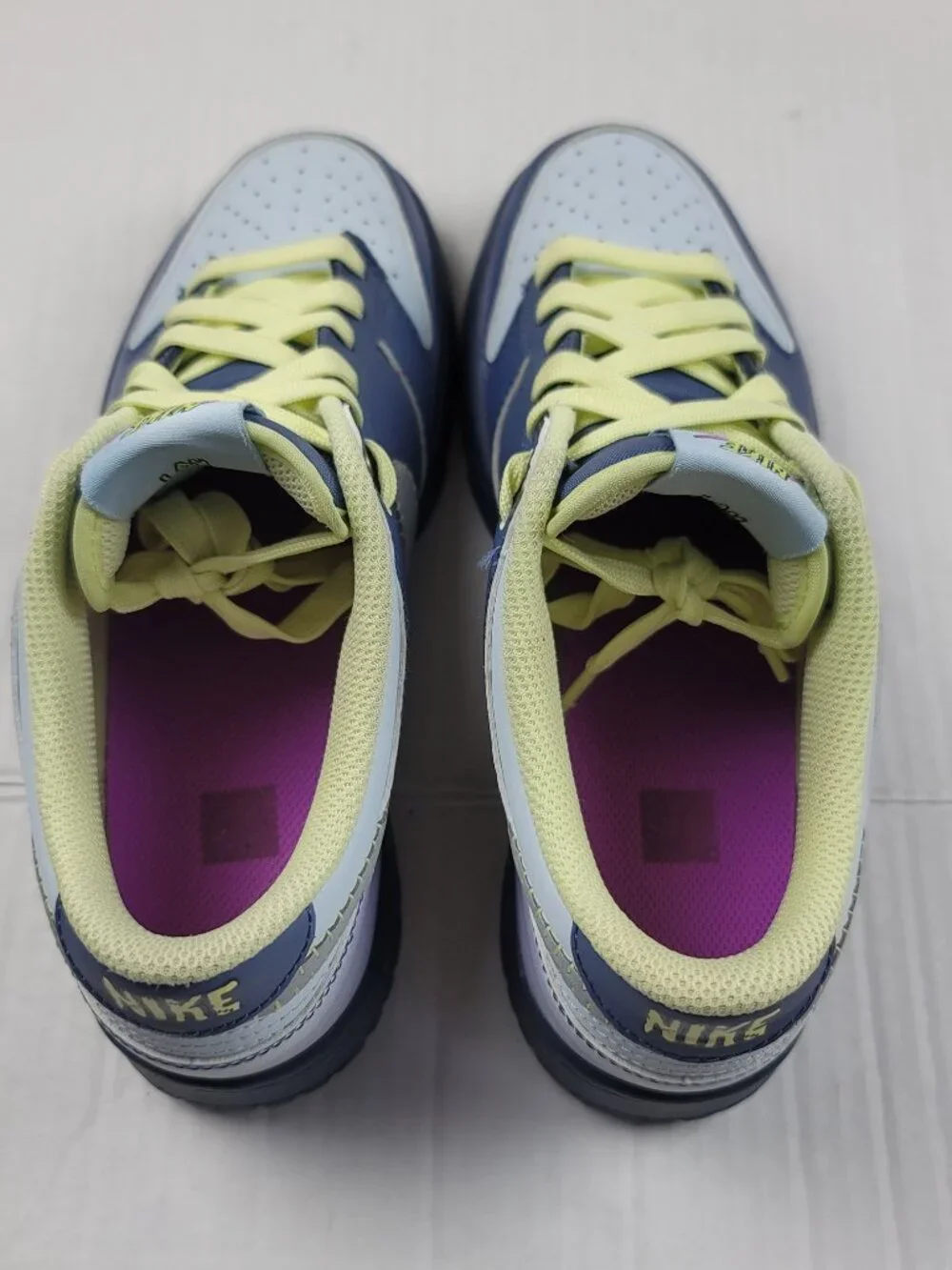 Nike Dunk Low BG GS Navy Gray Yellow Sneakers Boys Size 6.5Y